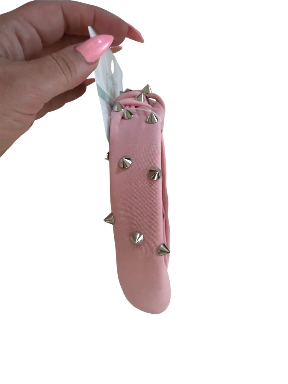 Pink Spiked Knotted Headband with Silver Studs